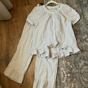 Gingham Pajama Set - Cream